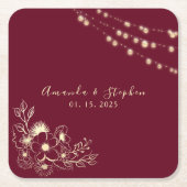 Bourgogne Bloemen Trouwplein Onderzetter (Voorkant)