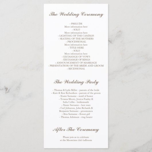 Bourgogne Bloemen Trouwprogramma's Programmakaart (Achterkant)