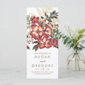  Bourgogne Bloemen Trouwprogramma's Programmakaart (Staand voorkant)