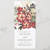  Bourgogne Bloemen Trouwprogramma's Programmakaart (Voorkant)