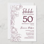 Bourgogne Bloemen Verrassing 50e Verjaardag Kaart (Voorkant)