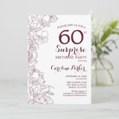 Bourgogne Bloemen Verrassing 60e Verjaardag Feest Kaart (Staand voorkant)