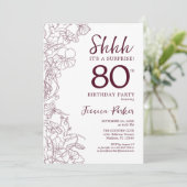 Bourgogne Bloemen Verrassing 80e Verjaardag Kaart (Staand voorkant)