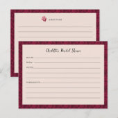 Bourgogne  Bloemen Vrijgezellenfeest Recept Kaart (Voorkant / Achterkant)