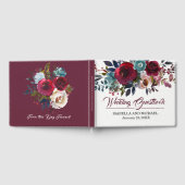 Bourgogne Bloemen Waterverf Boho Chic Bruiloft Gastenboek (Volledig)