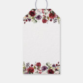 Bourgogne Bloemen Waterverf Display Vrijgezellenfe Cadeaulabel (Achterkant)