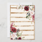 Bourgogne Bloemen Waterverf Gouden Bruiloft Kaart (Achterkant)