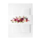 Bourgogne Bloemen Waterverf Invitation Belly Band Uitnodigingen Wikkel (Voorkant Voorbeeld)