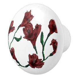 Bourgogne Bloemen Waterverf Keramische Knop