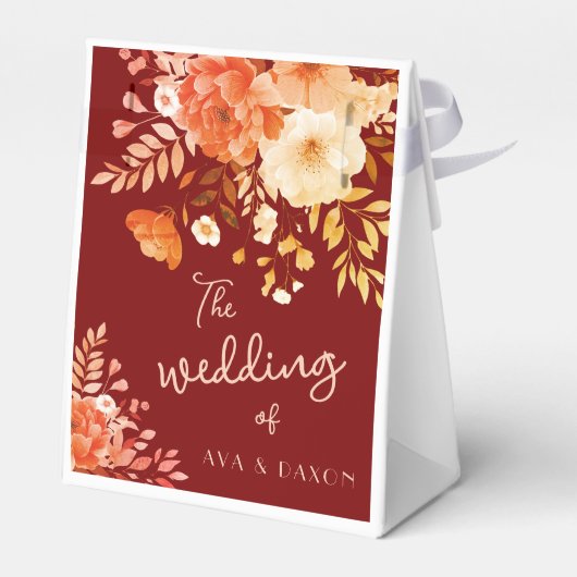 Bourgogne Bloemen Wedding Favoriet Box Bedankdoosjes (Achterkant)