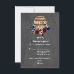 Bourgogne Bloemen Wijnvat Herfst Krijtbord RSVP<br><div class="desc">Uniek kaartontwerp met Aquarel Bourgondië Navy Blue Bouquet,  wijnvat met harten,  prachtige lettertypen,  allemaal op een echte krijtbord foto achtergrond. Gebruik het gereedschap Aanpassen om uw gegevens toe te voegen. Voor bijpassende items,  bezoek mijn Wine Barrel Floral Wedding Collectie.</div>
