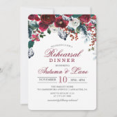 Bourgogne Bloemen Winter repetitie diner uitnodigi Kaart (Voorkant)