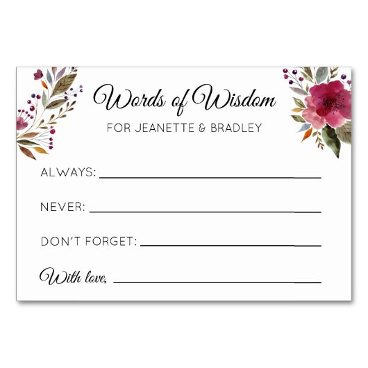 Bourgogne Bloemen Woorden van Wijsheid Advies Kaar Kaart (Voorkant)