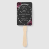 Bourgogne Bloemen Zilver Geo Zwart Trouwprogramma Handwaaier (Voorkant)