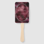 Bourgogne Bloemen Zilver Geometrisch Trouwprogramm Handwaaier (Voorkant)