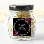 Bourgogne Bloemen Zilver Geometrische Zwarte Huwel Vierkante Sticker