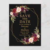 Bourgogne Bloemen Zwart Goud Geo Lijst Save the Da Briefkaart (Voorkant)