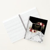 Bourgogne Bloemen Zwart Wit Marmer Designer Notes Notitieboek (Binnen)