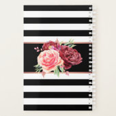Bourgogne Bloemen Zwarte Strepen Monogram Planner (Achterkant)