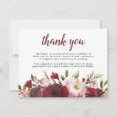 Bourgogne Bloemenbegrafenis Dank u kaart (Voorkant)