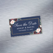 Bourgogne Bloemenblauw Save The Date Mini Magnet Magnetisch Visitekaartje (Voorbeeld)