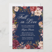 Bourgogne Bloemenblauwe Herfst in Liefde Vrijgezel Kaart (Voorkant)