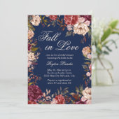 Bourgogne Bloemenblauwe Herfst in Liefde Vrijgezel Kaart (Staand voorkant)