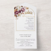 Bourgogne Bloemenboog Herfst Quinceanera All In One Uitnodiging (Binnen)