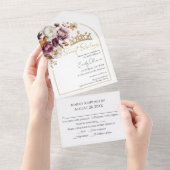 Bourgogne Bloemenboog Herfst Sweet 16 All In One Uitnodiging (Afscheurbaar)