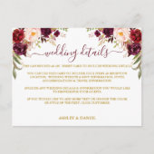 Bourgogne Bloemenbruiloft Details Gouden Inzetstuk Briefkaart (Voorkant)