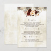 Bourgogne Bloemenbruiloft Informatie Gast Kaart (Voorkant / Achterkant)