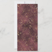 Bourgogne Bloemenbruiloft Menu Kaart (Achterkant)