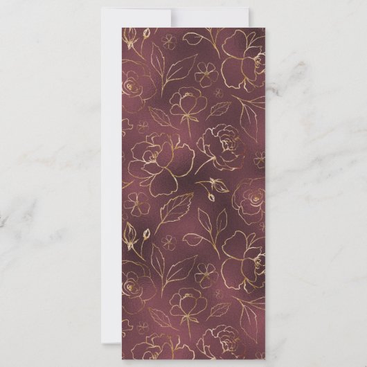 Bourgogne Bloemenbruiloft Menu Kaart (Achterkant)