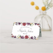 Bourgogne Bloemenbruiloft Receptie Gereserveerde T Plaatskaartje (Achterkant)