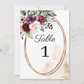 Bourgogne Bloemenbruiloft Tafelnummer (Voorkant)