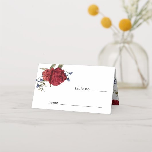 Bourgogne Bloemenbruiloft Tafelnummer Plaats Kaart Plaatskaartje (Voorkant)