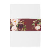 Bourgogne Bloemenbruiloft Uitnodiging Belly Band Uitnodigingen Wikkel (Achterkant Voorbeeld)