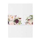 Bourgogne Bloemenbruiloft Uitnodiging Belly Band Uitnodigingen Wikkel (Achterkant Voorbeeld)