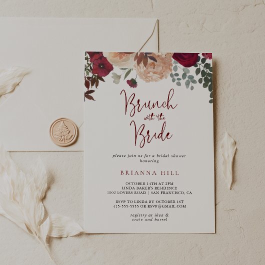 Bourgogne Bloemenbrunch met de bruidsdouche Kaart