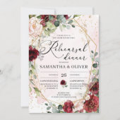 Bourgogne bloemengoud geometrische repetitie diner kaart (Voorkant)