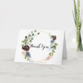 Bourgogne Bloemengroen Bruiloft Dank u kaart (Voorkant)