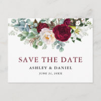 Bourgogne bloemengroen sparen de datum