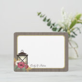 Bourgogne Bloemenlantaarn Rustiek Dank u Bedankkaart (Staand voorkant)