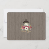 Bourgogne Bloemenlantaarn Rustiek Dank u Bedankkaart (Achterkant)