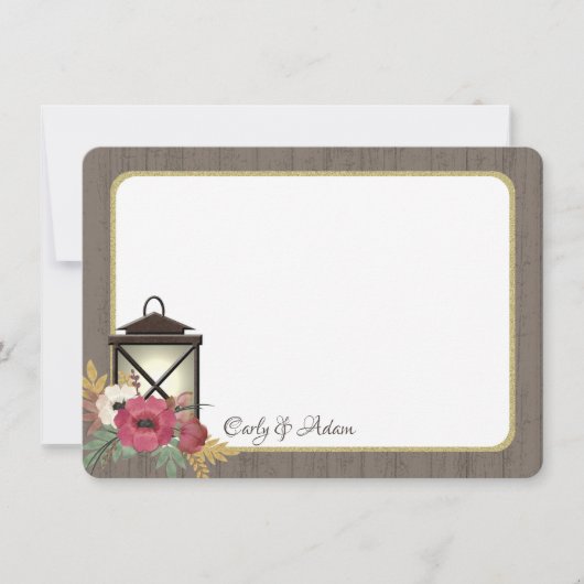 Bourgogne Bloemenlantaarn Rustiek Dank u Bedankkaart (Voorkant)