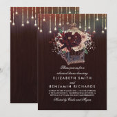 Bourgogne Bloemenlantaarn Rustiek repetitie diner Kaart (Voorkant / Achterkant)