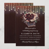 Bourgogne Bloemenlantaarn Rustieke Herfst Verjaard Kaart (Voorkant / Achterkant)