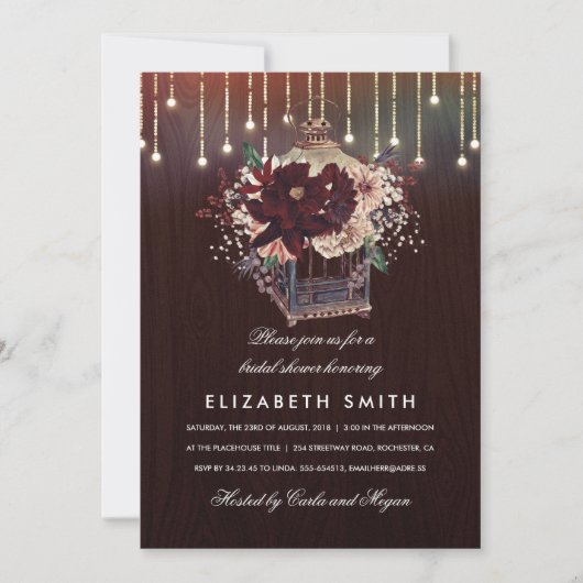 Bourgogne Bloemenlantaarn Rustieke Herfst Vrijgeze Kaart (Voorkant)