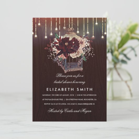 Bourgogne Bloemenlantaarn Rustieke Herfst Vrijgeze Kaart (Staand voorkant)