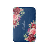 Bourgogne Bloemenmarine blauw Badmat (Voorkant Verticaal)